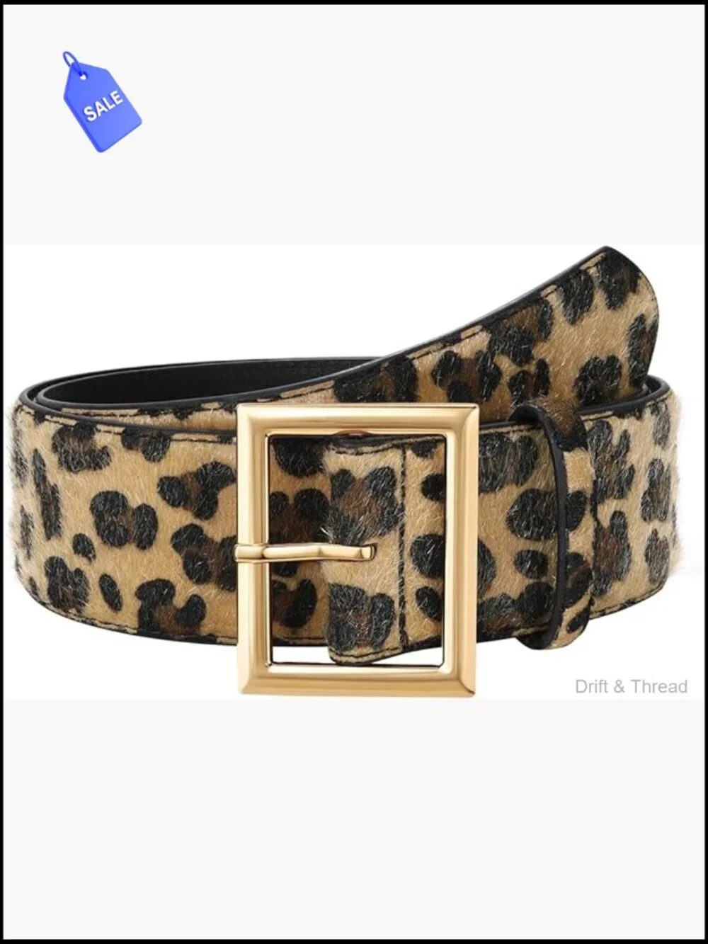 Wide Faux Leather Belt with Gold Buckle Chunky Waist Belt for Dresses Jeans